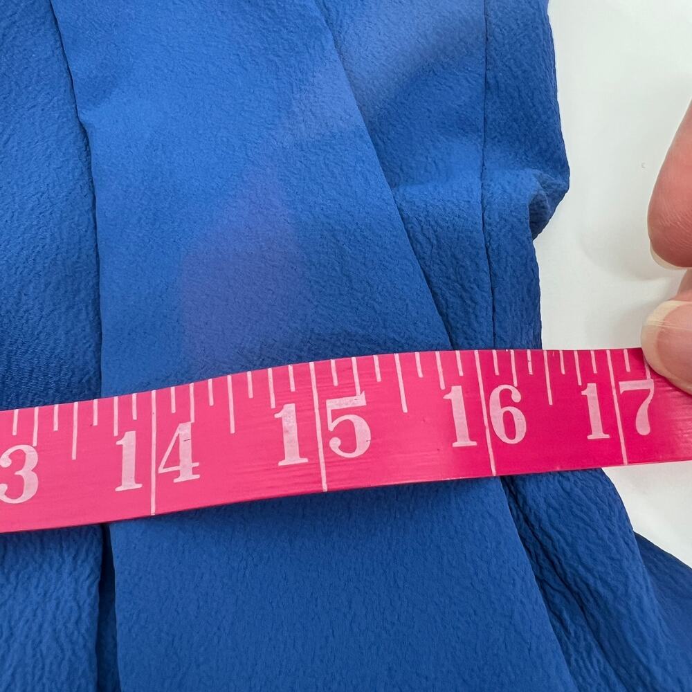 Walter Baker Sammy Dress NEW Womens 10 Blue Crepe Neck Tie Bow Midi Short Sleeve - Picture 10 of 10